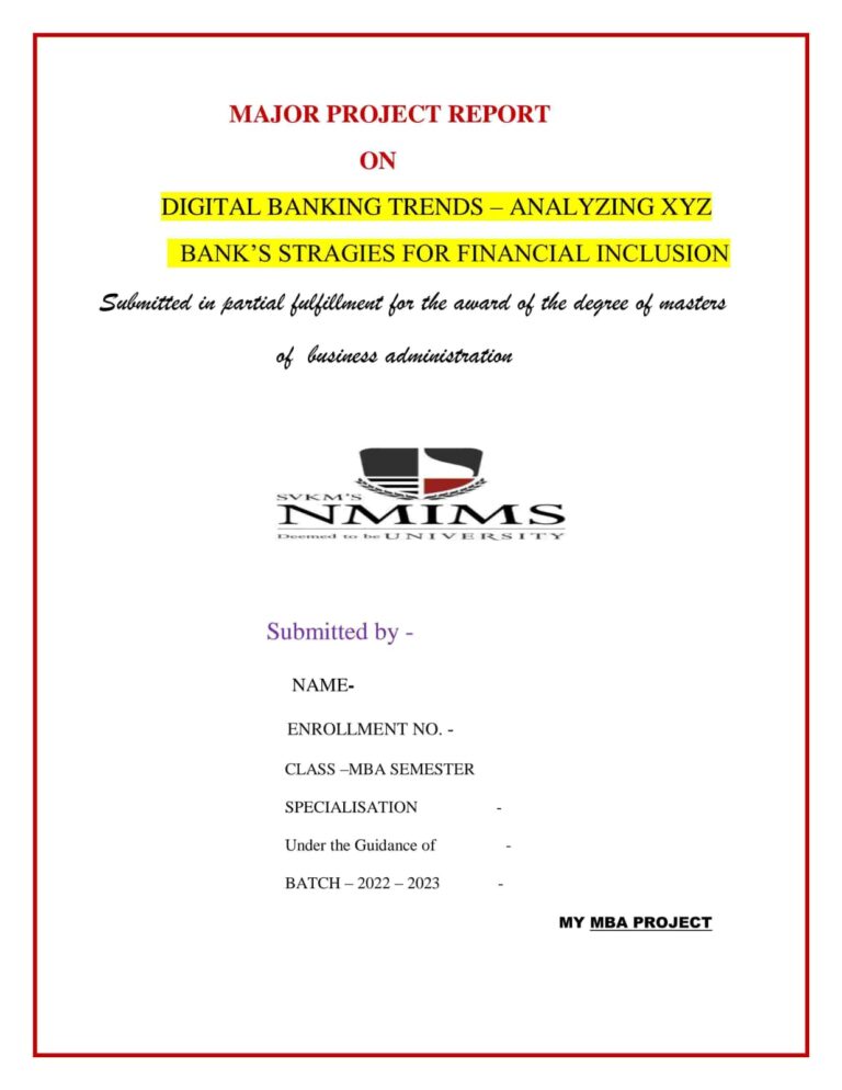 NMIMS UNIVERSITY MBA PROJECT REPORT