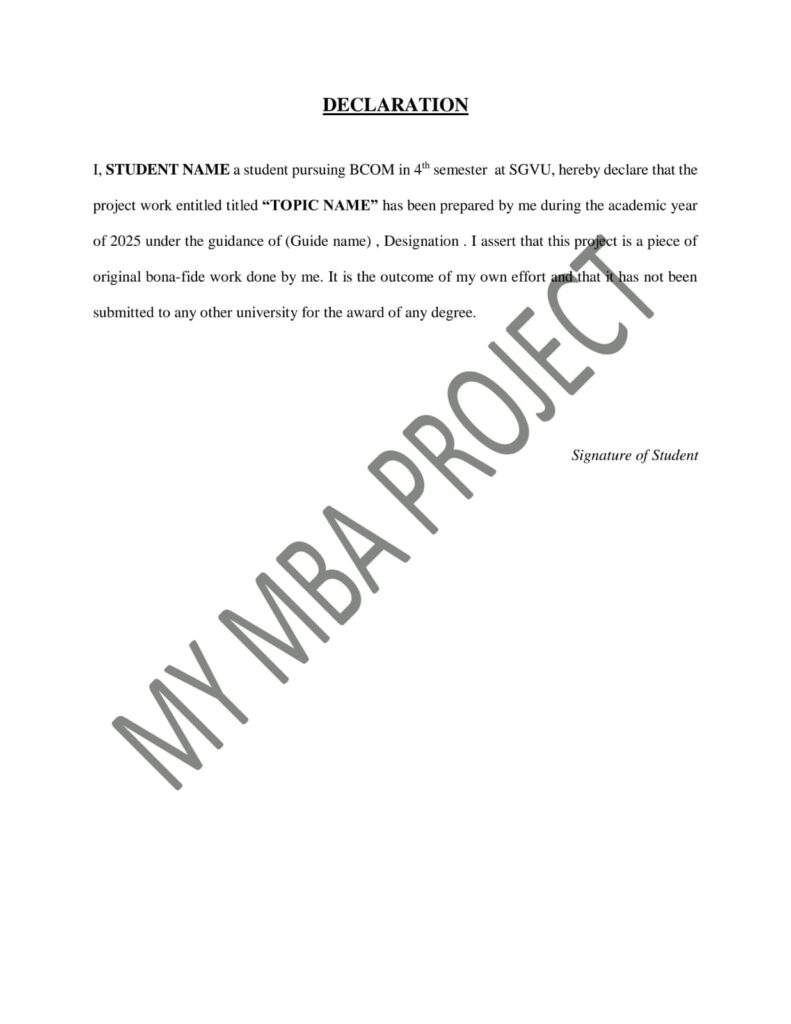 SGVU BCOM PROJECT