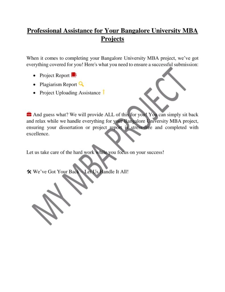 BANGALORE UNIVERSITY MBA PROJECT