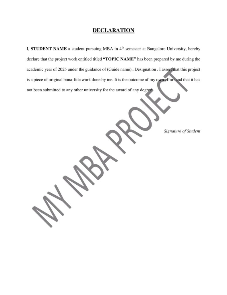 BANGALORE UNIVERSITY MBA PROJECT